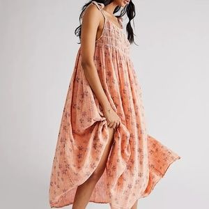 Free People Pink Floral Smocked Maxi Dress | Azure Maxi Dress